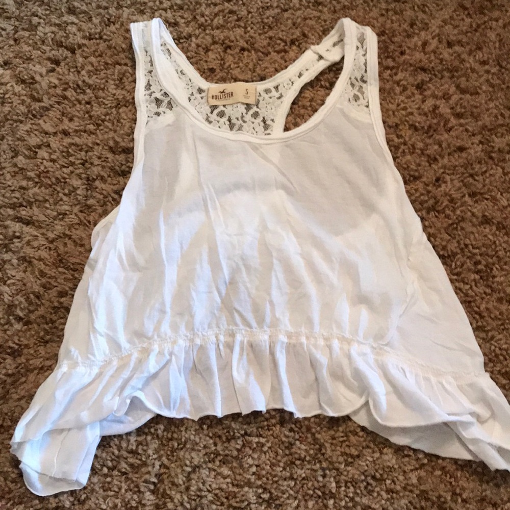 Hollister cropped white & laced tank